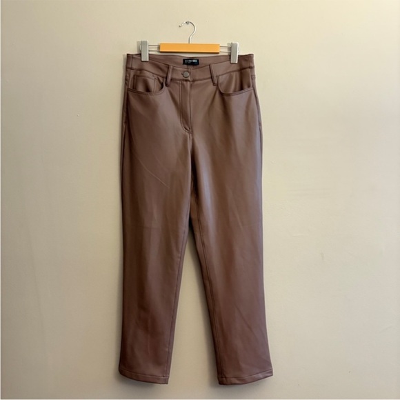 Reitmans Buttery Soft Brown Taupe Straight Leg Faux Leather Pants - Size 10 - Picture 2 of 13